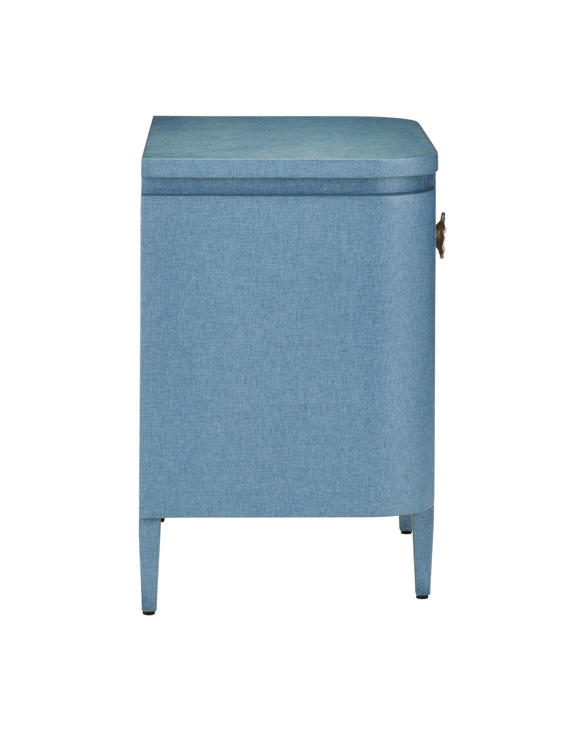 Table de chevet Currey and Company 3000-0342 Briallen en lin bleu laqué et nickel poli