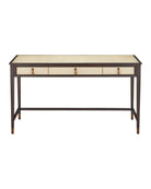 Currey and Company 3000-0344 Evie Writing Desk in Ivory/Dark Walnut/Brass