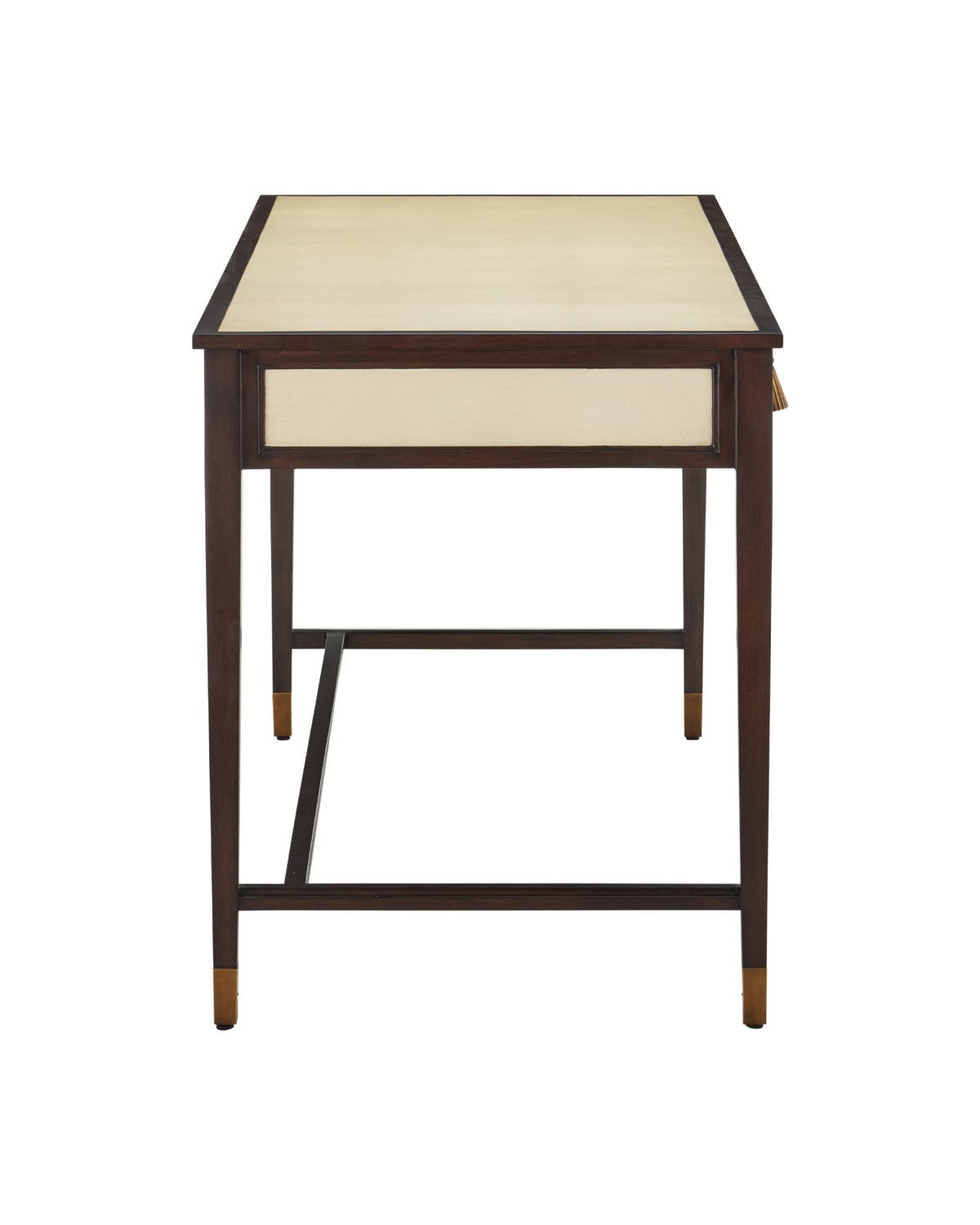Currey and Company 3000-0344 Evie Writing Desk in Ivory/Dark Walnut/Brass