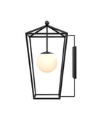 Currey and Company 5500-0061 Denison Outdoor Wall Sconce in Midnight/Frosted White