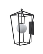 Currey and Company 5500-0062 Denison Outdoor Wall Sconce in Midnight/Frosted White