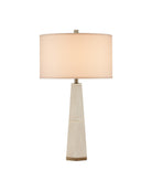 Currey and Company 6000-1082 Galuchat Lampe de table en similicuir galuchat ivoire/laiton