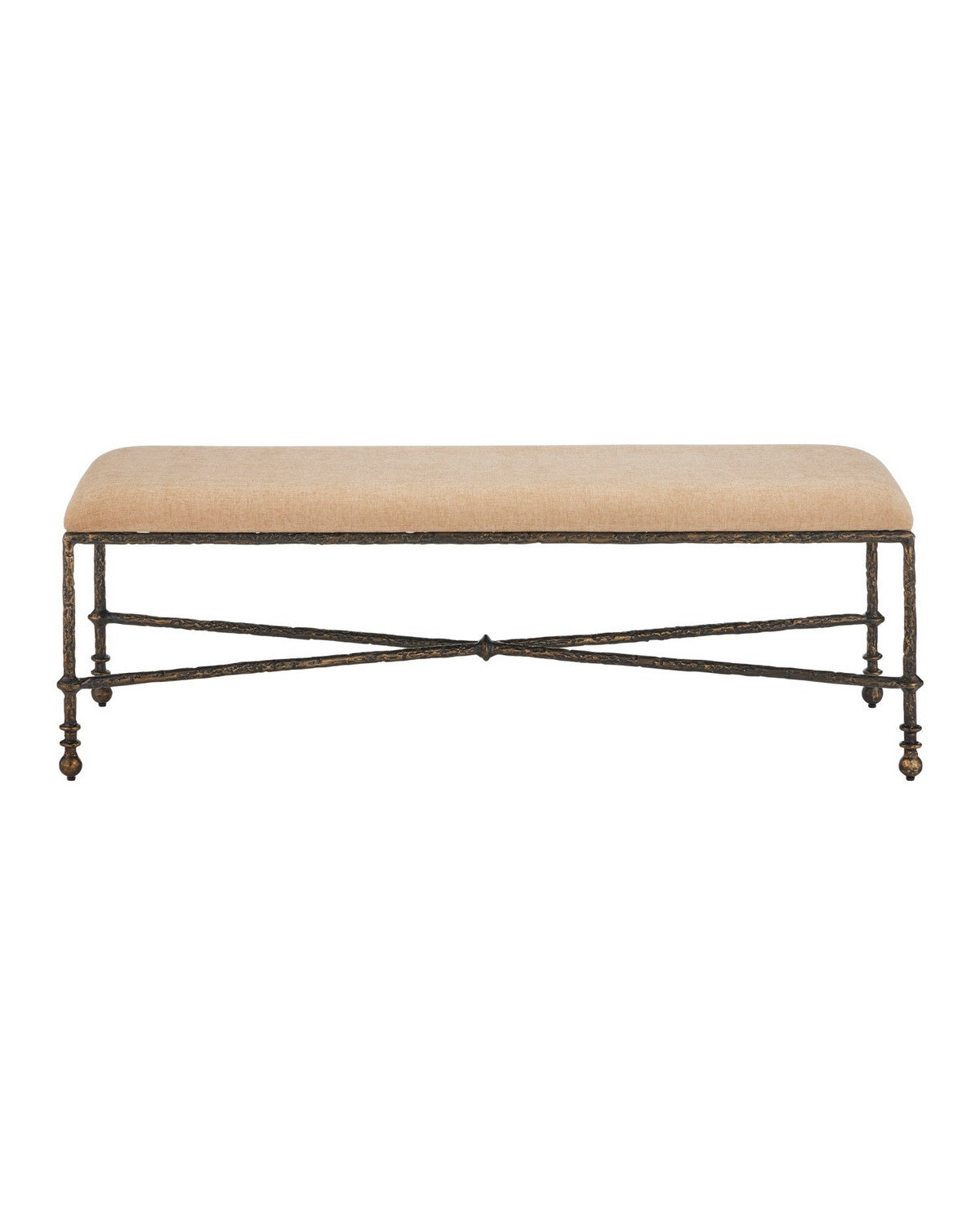 Banc Fuso 7000-1272 de Currey and Company, couleur beige foncé/bronze antique