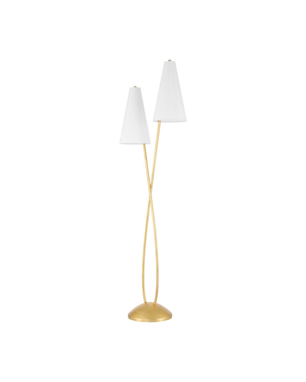 Lampadaire Pas de Deux Currey and Company 8000-0183 en feuille d'or contemporaine