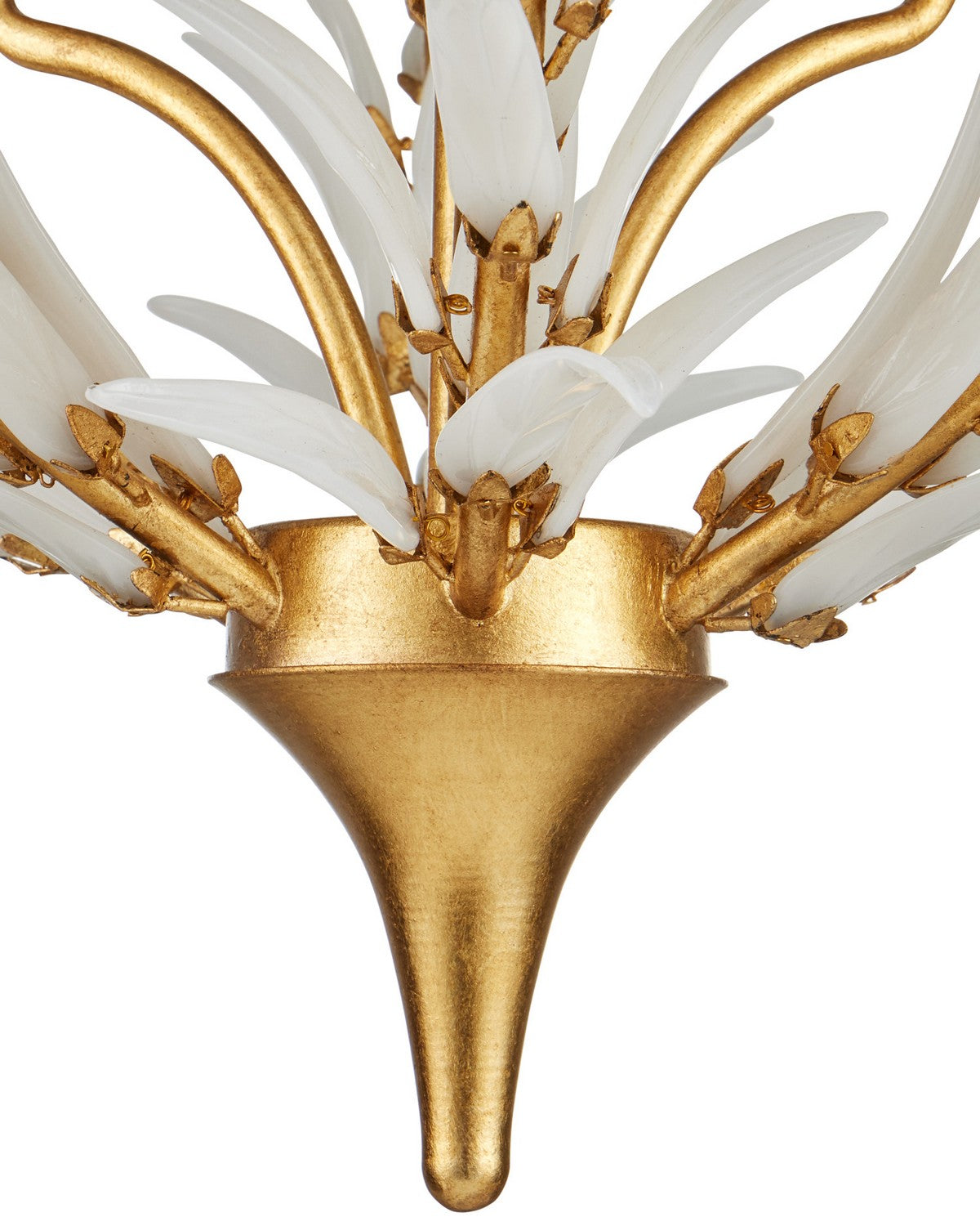 Currey and Company 9000-1438 Leda Chandelier in Antique Gold Leaf/Antique Gold/White