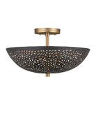 Currey and Company 9000-1455 Jali Semi-Plafonnier en noir/laiton antique