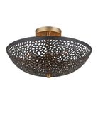 Currey and Company 9000-1455 Jali Semi-Plafonnier en noir/laiton antique