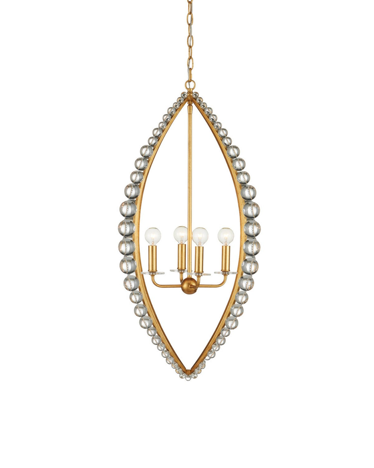 Currey and Company 9000-1466 Amadora Teardrop Suspendu Feuille d'or clair/antique