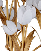 Currey and Company 9000-1475 Glazen Tulpen Chandelier in Polished Antique Brass/White