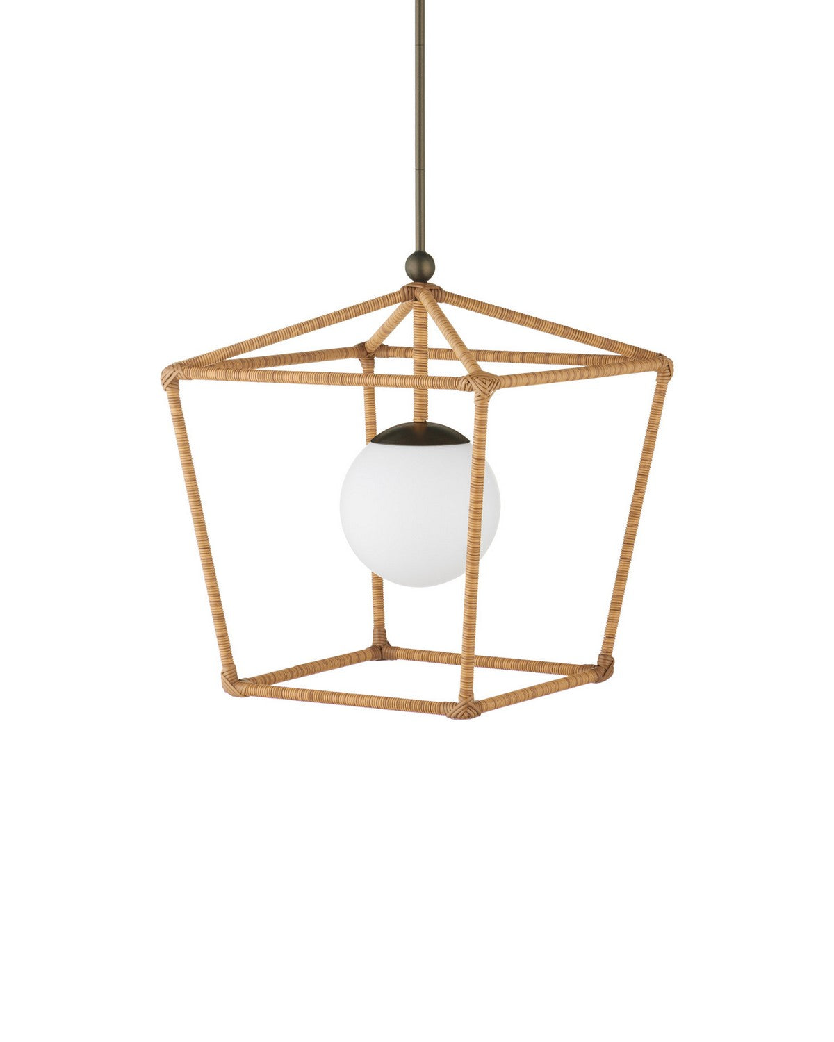 Lanterne d'extérieur Currey and Company 9500-0028 Denison, finition naturelle/bronze/blanc dépoli