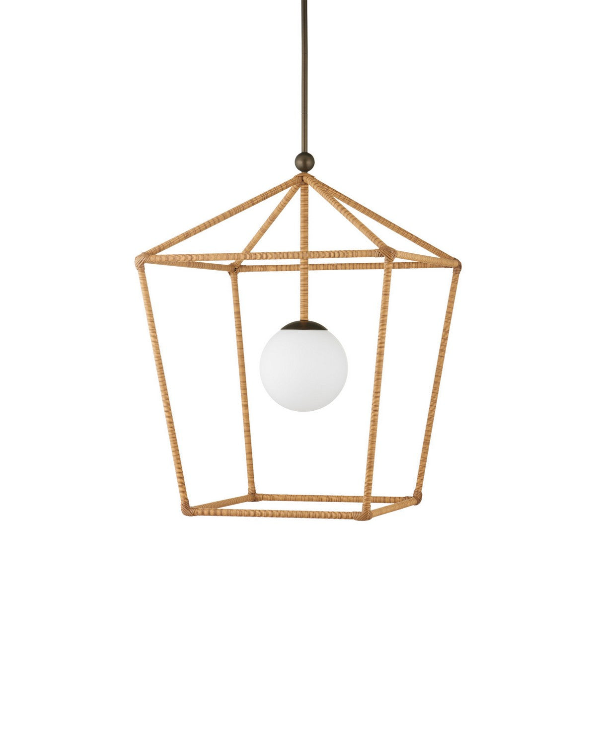 Lanterne d'extérieur Currey and Company 9500-0029 Denison, finition naturelle/bronze/blanc dépoli