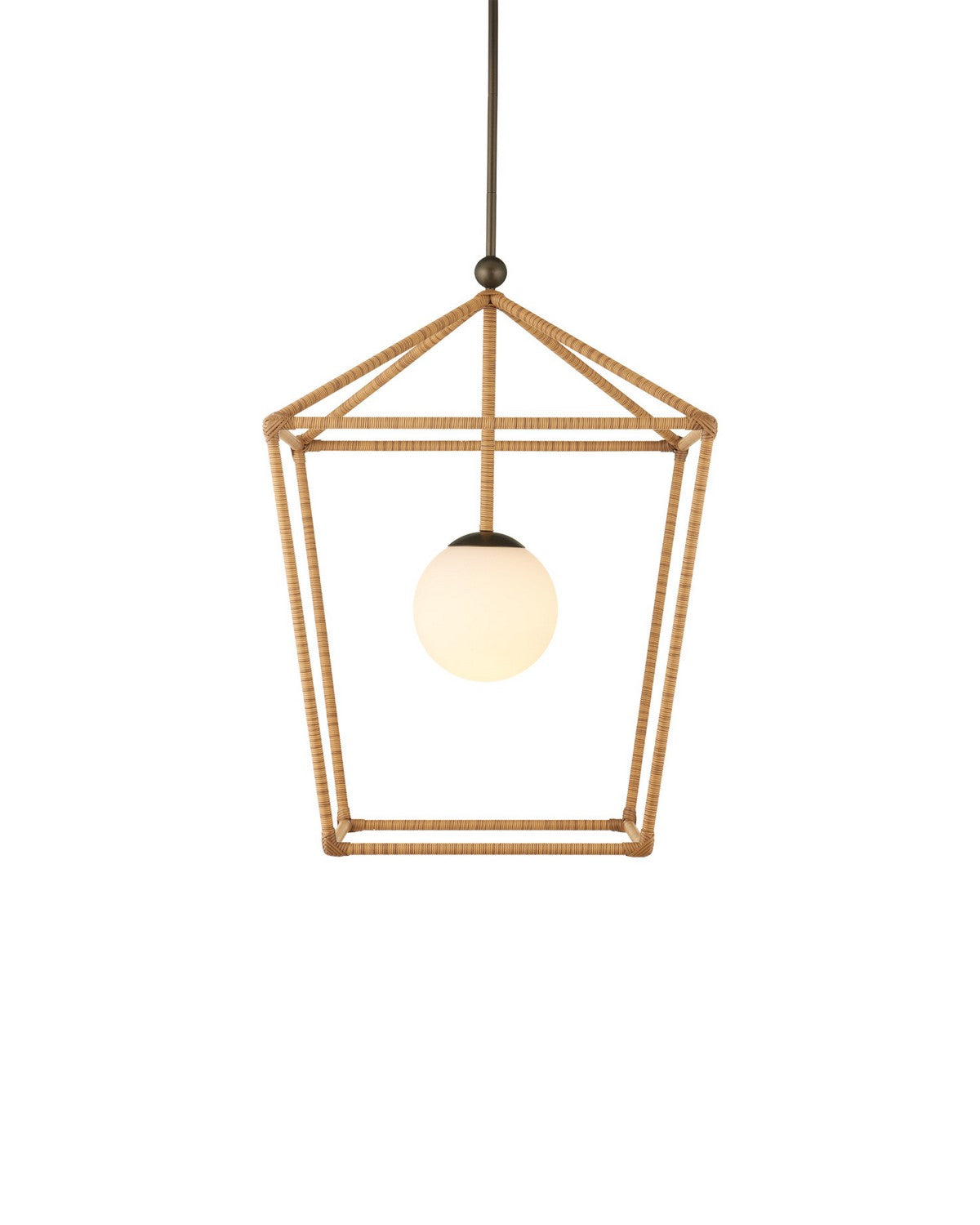 Lanterne d'extérieur Currey and Company 9500-0029 Denison, finition naturelle/bronze/blanc dépoli