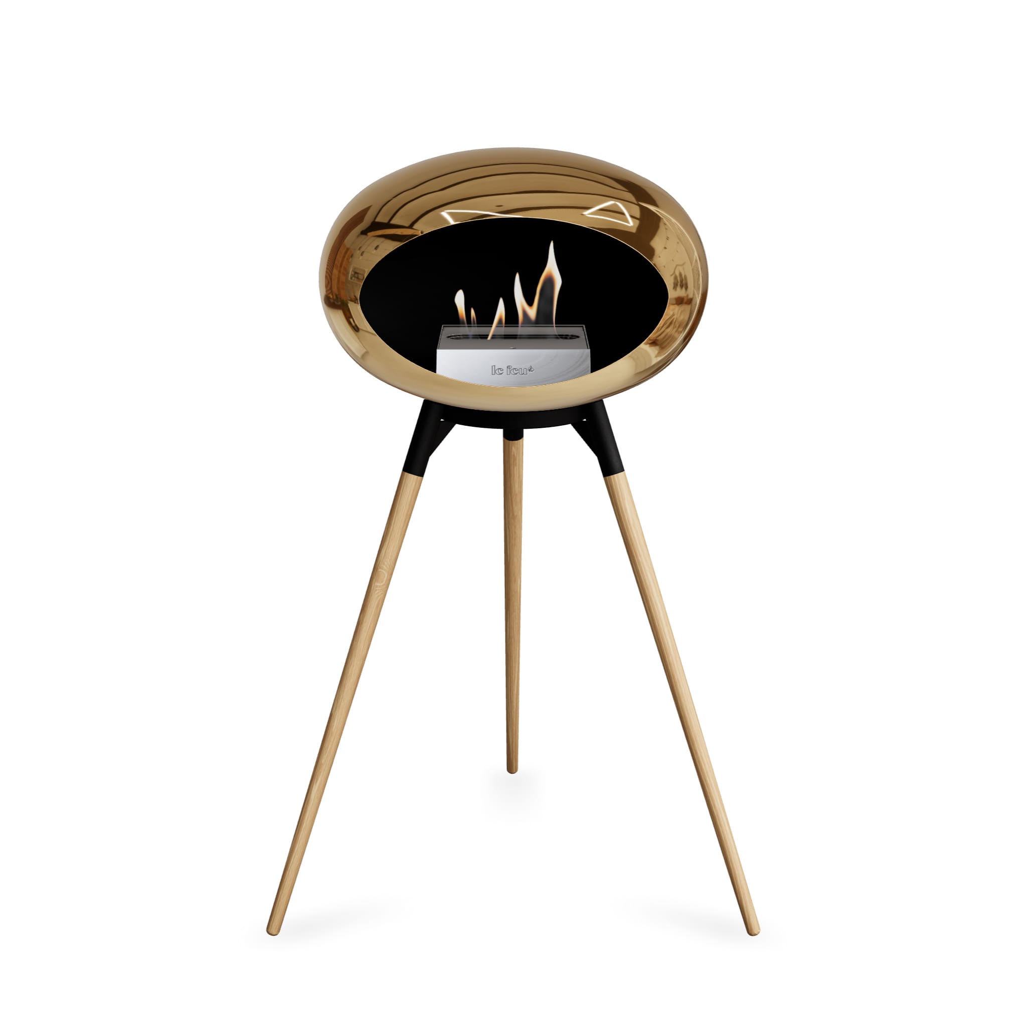 Ground High Dome Portable Fireplace - Chromed Rose Gold