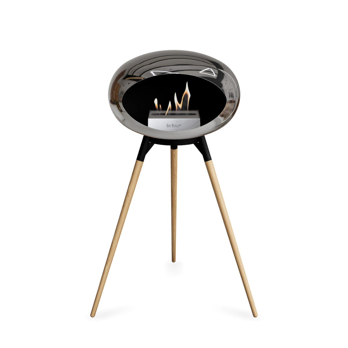 Ground High Dome Portable Fireplace - Chromed Silver