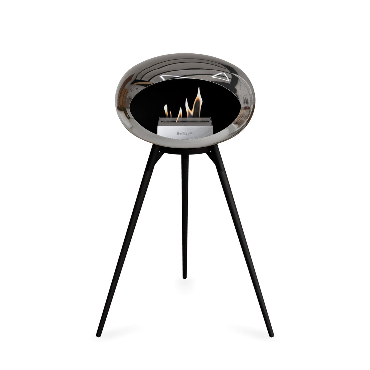 Ground High Dome Portable Fireplace - Chromed Silver