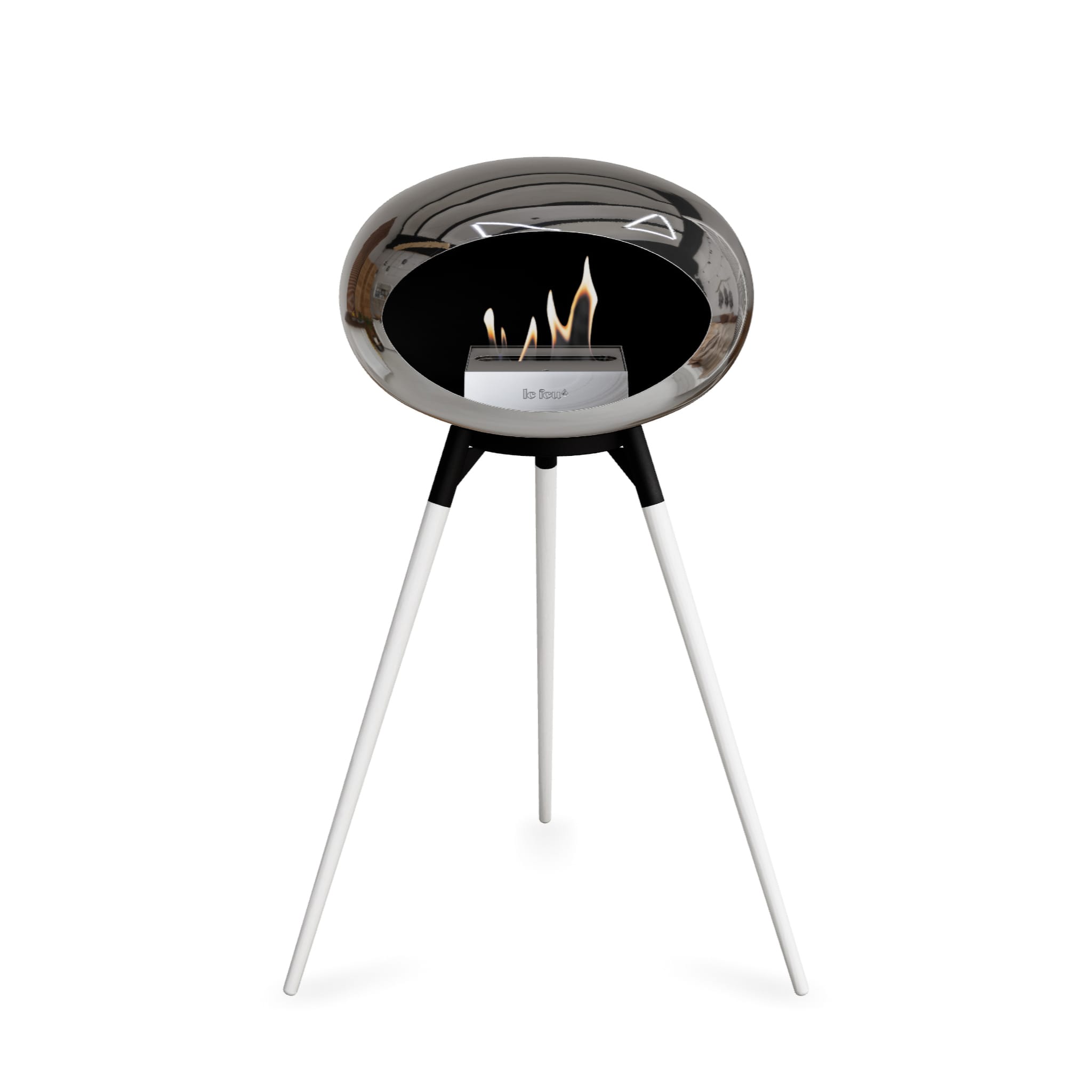 Ground High Dome Portable Fireplace - Chromed Silver
