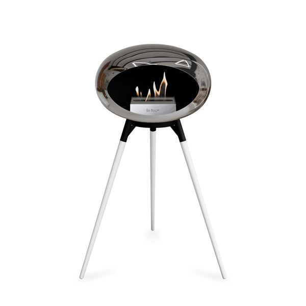 Ground High Dome Portable Fireplace - Chromed Silver