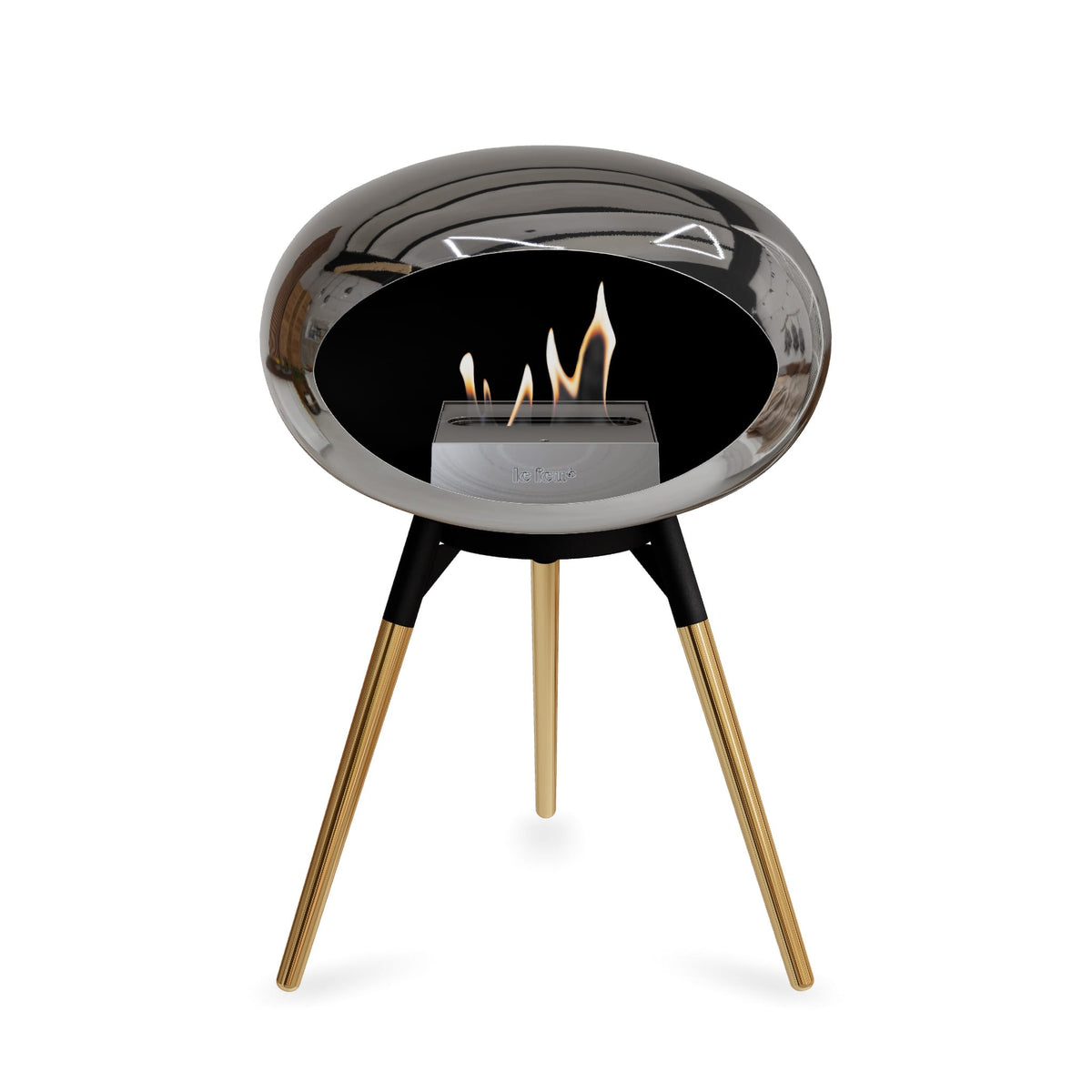Ground Low Dome Portable Fireplace - Chromed Silver