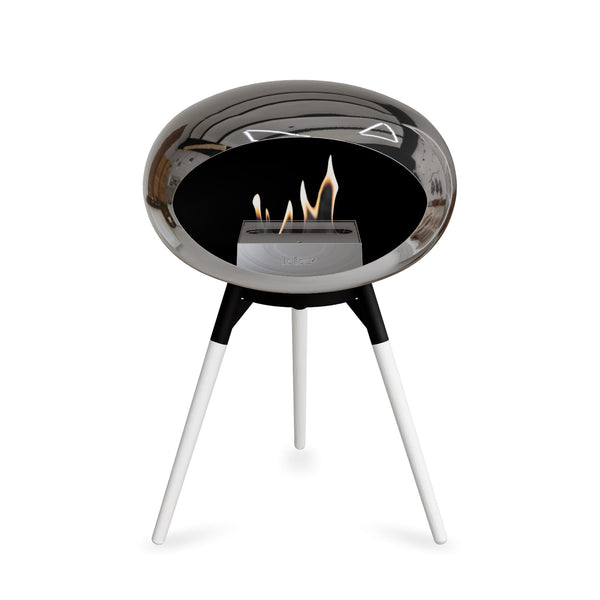 Ground Low Dome Portable Fireplace - Chromed Silver