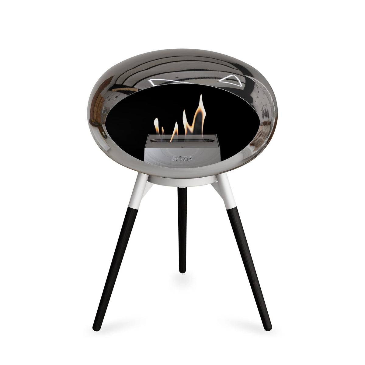 Ground Low Dome Portable Fireplace - Chromed Silver
