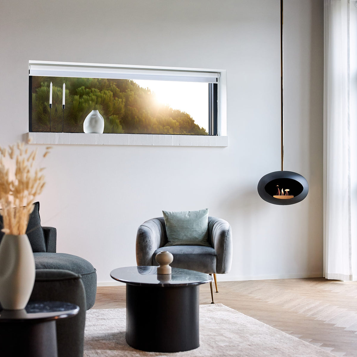 Sky Dome Hanging Fireplace - Black