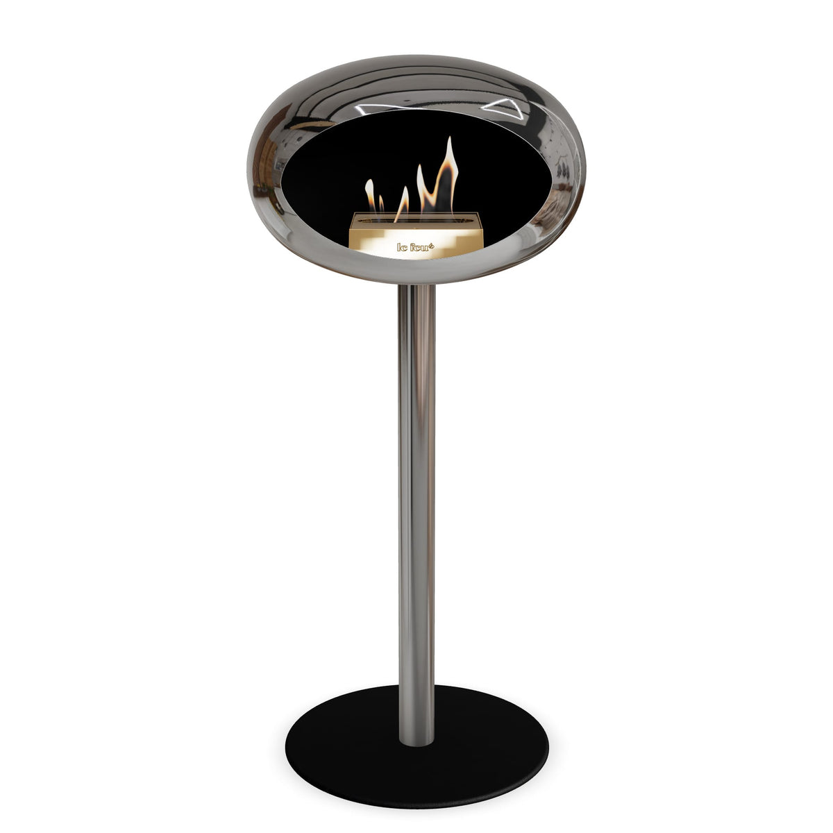 Steel High Dome Portable Fireplace - Chromed Silver