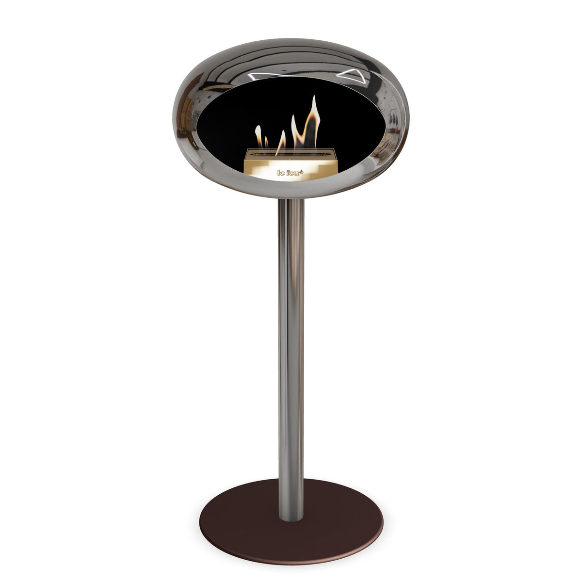 Steel High Dome Portable Fireplace - Chromed Silver