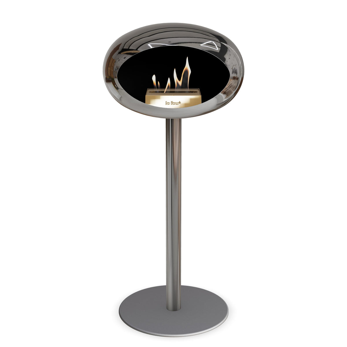 Steel High Dome Portable Fireplace - Chromed Silver