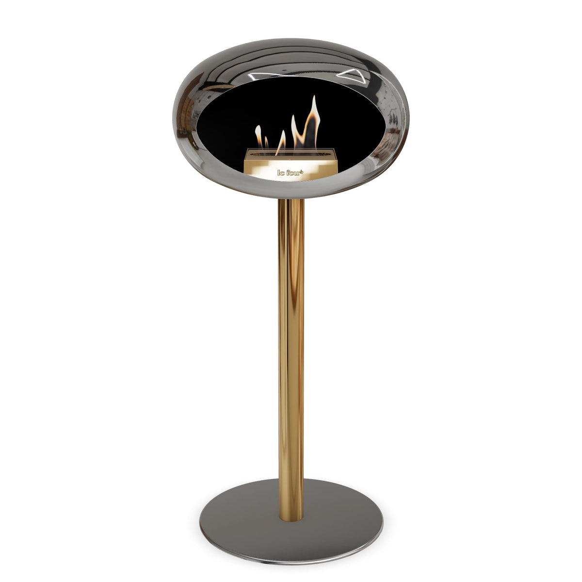 Steel High Dome Portable Fireplace - Chromed Silver
