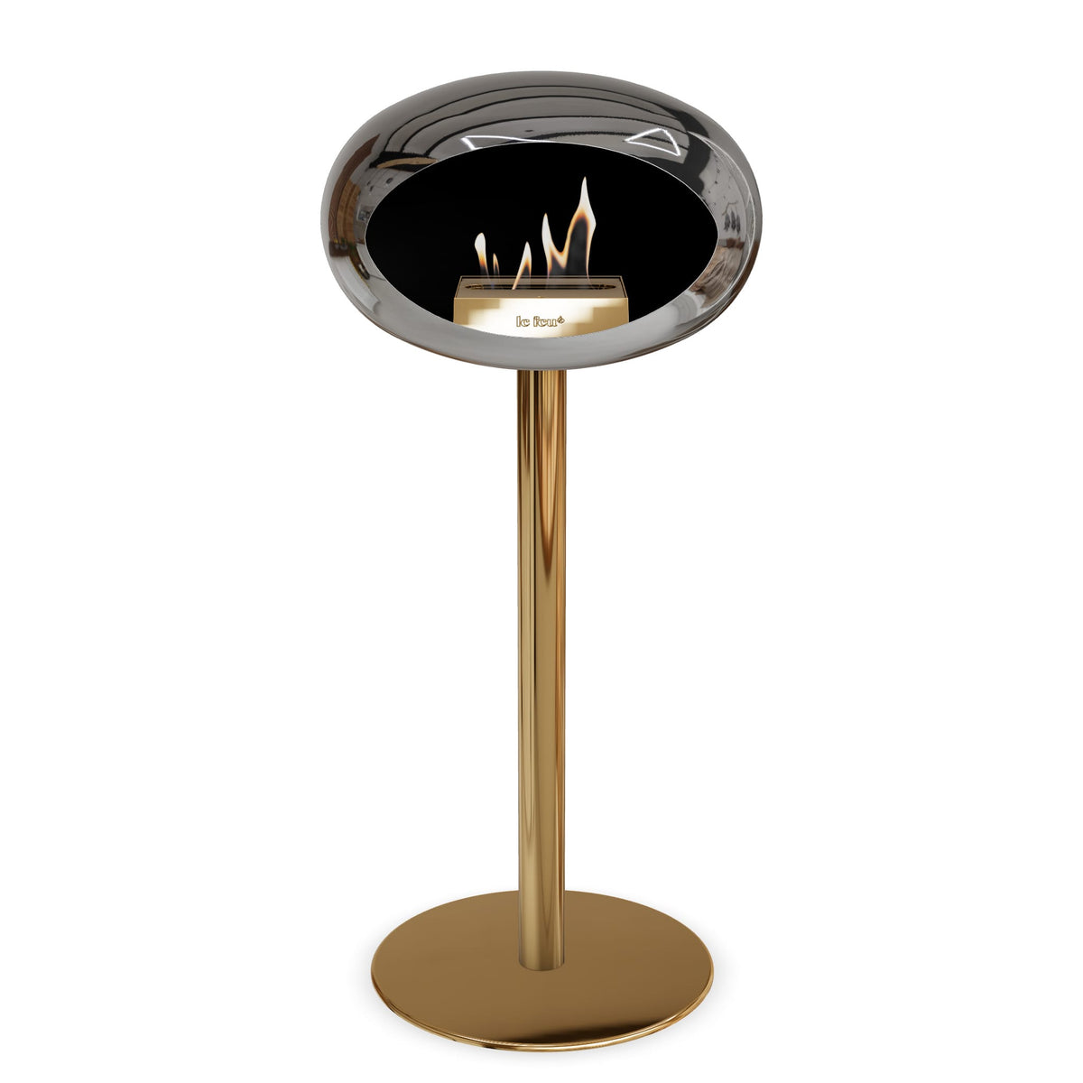 Steel High Dome Portable Fireplace - Chromed Silver