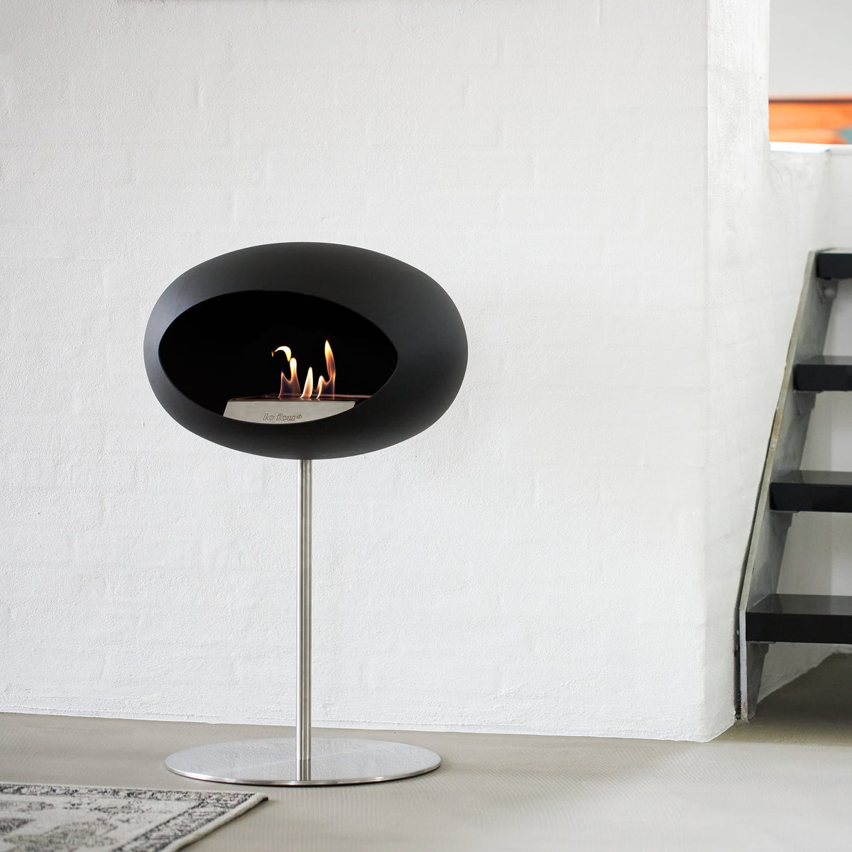 Steel Low Dome Portable Fireplace - Black