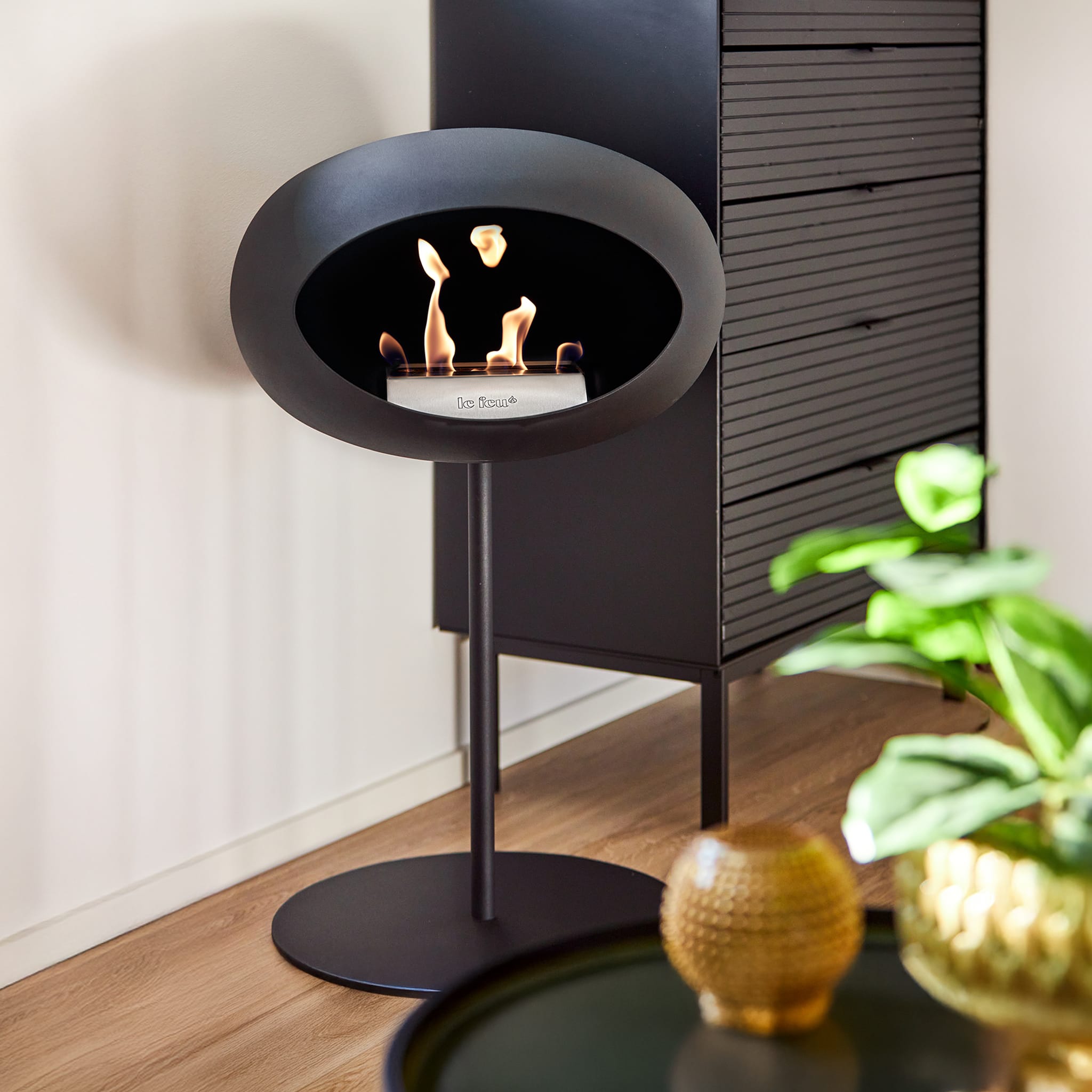 Steel Low Dome Portable Fireplace - Black