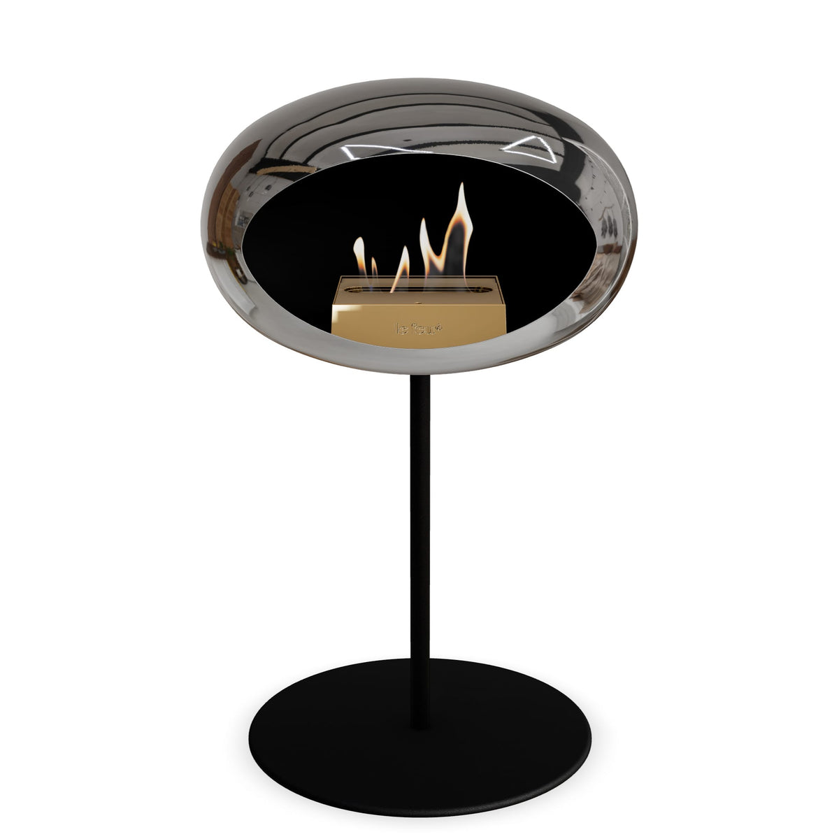 Steel Low Dome Portable Fireplace - Chromed Silver