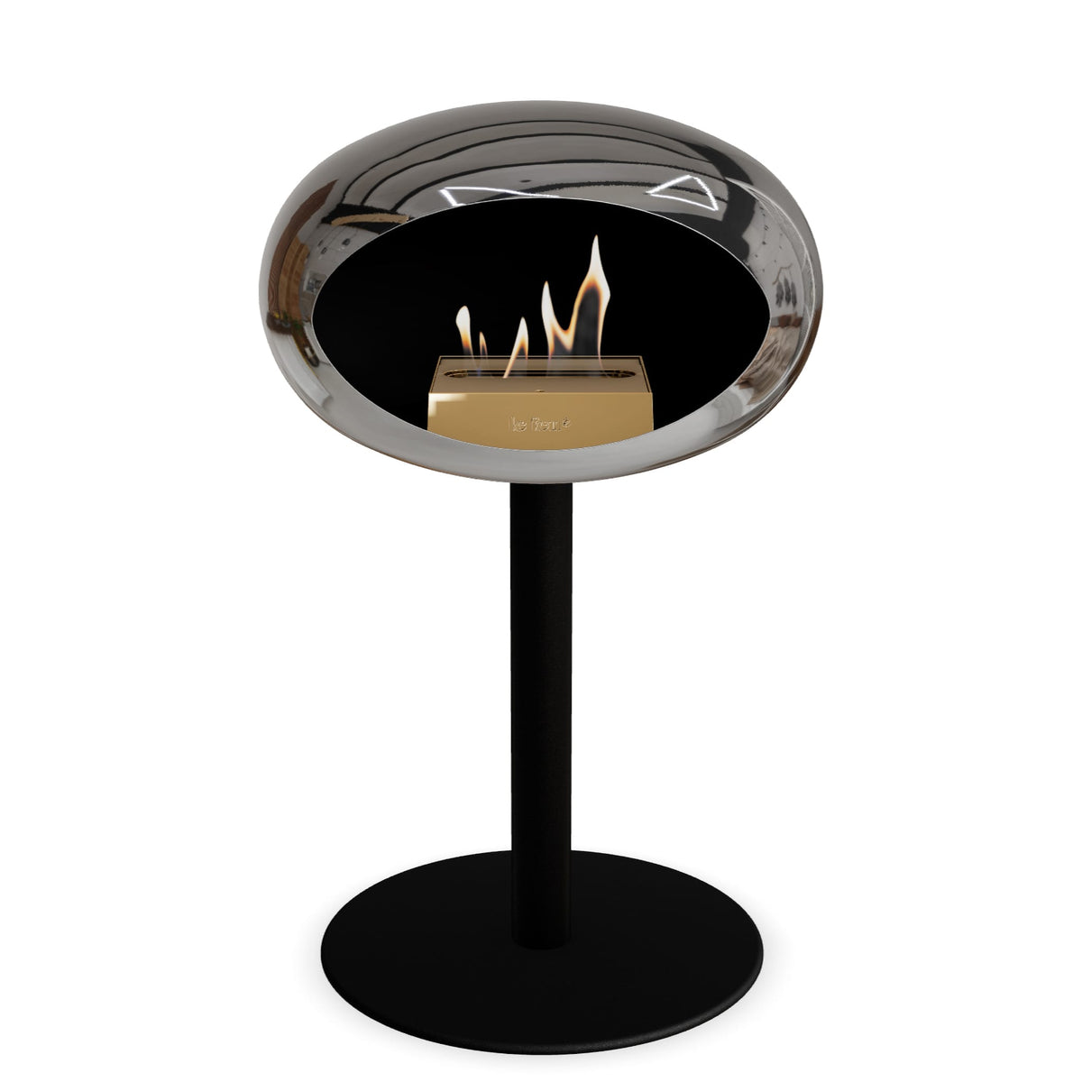 Steel Low Dome Portable Fireplace - Chromed Silver