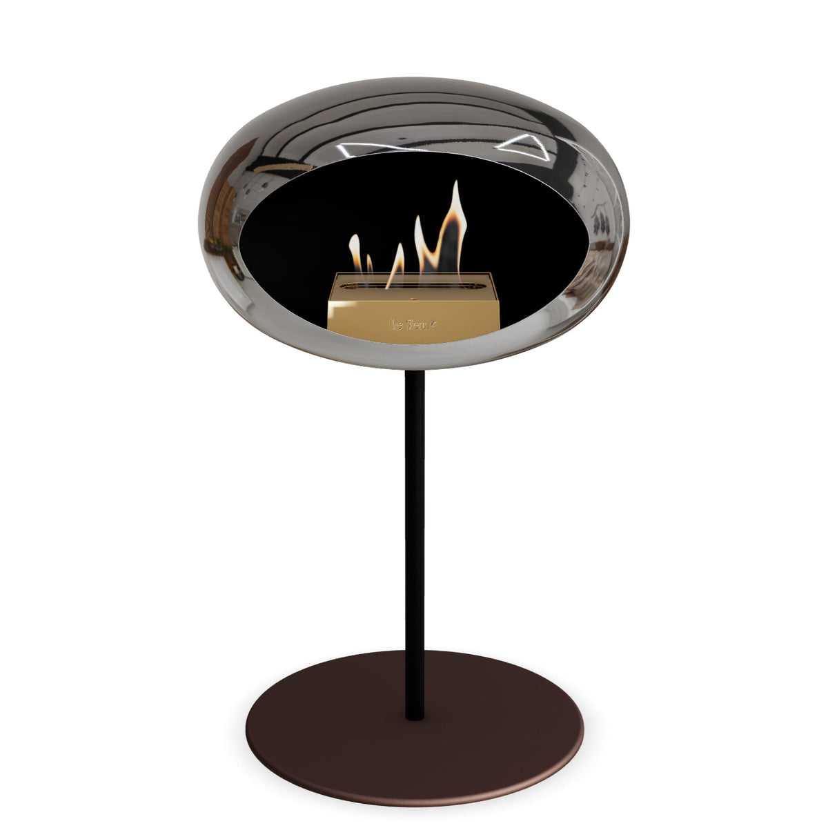 Steel Low Dome Portable Fireplace - Chromed Silver