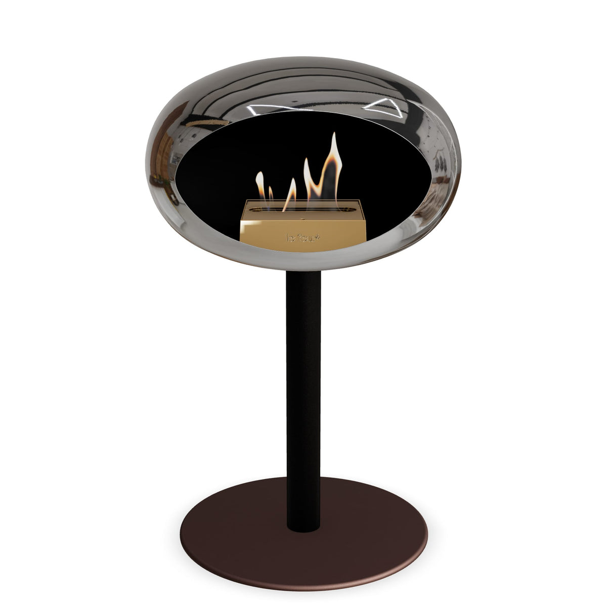 Steel Low Dome Portable Fireplace - Chromed Silver