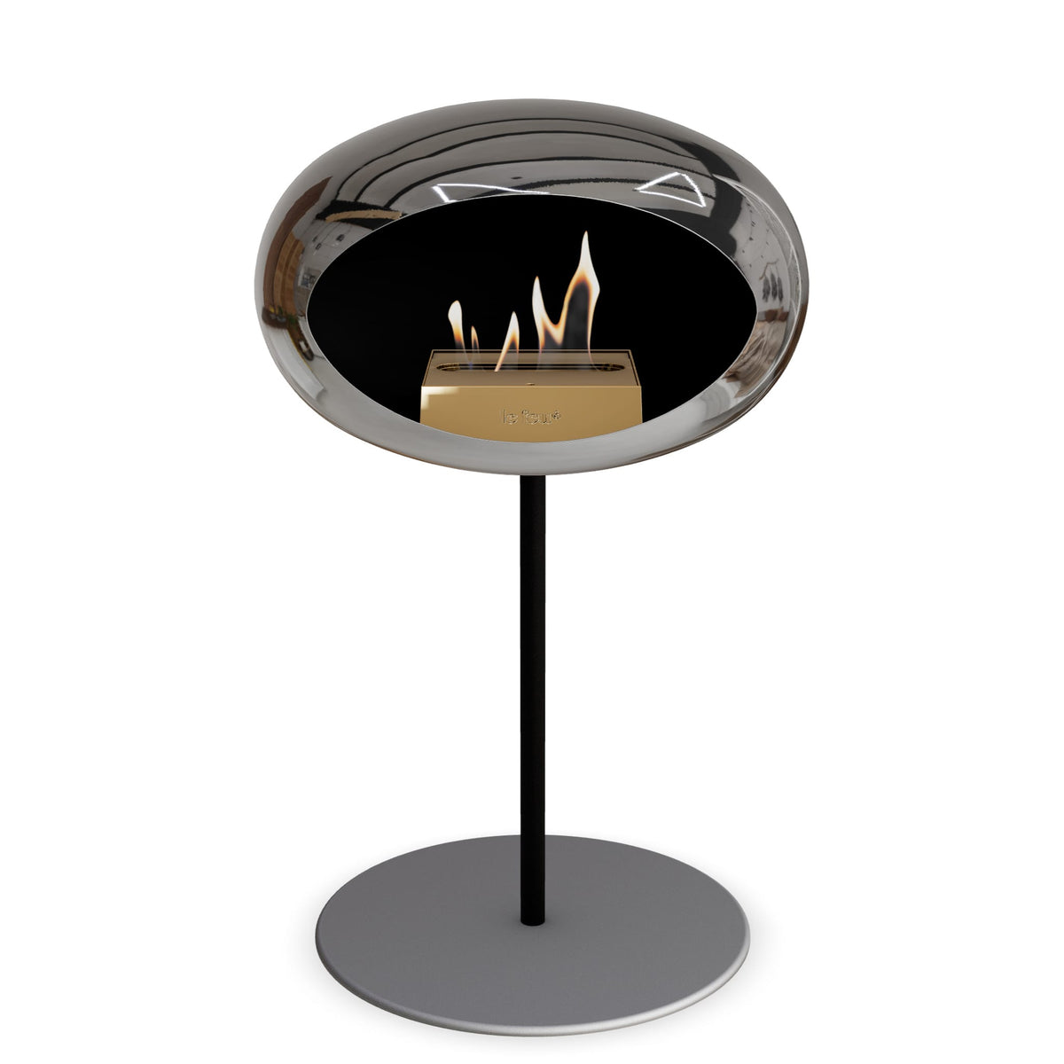 Steel Low Dome Portable Fireplace - Chromed Silver