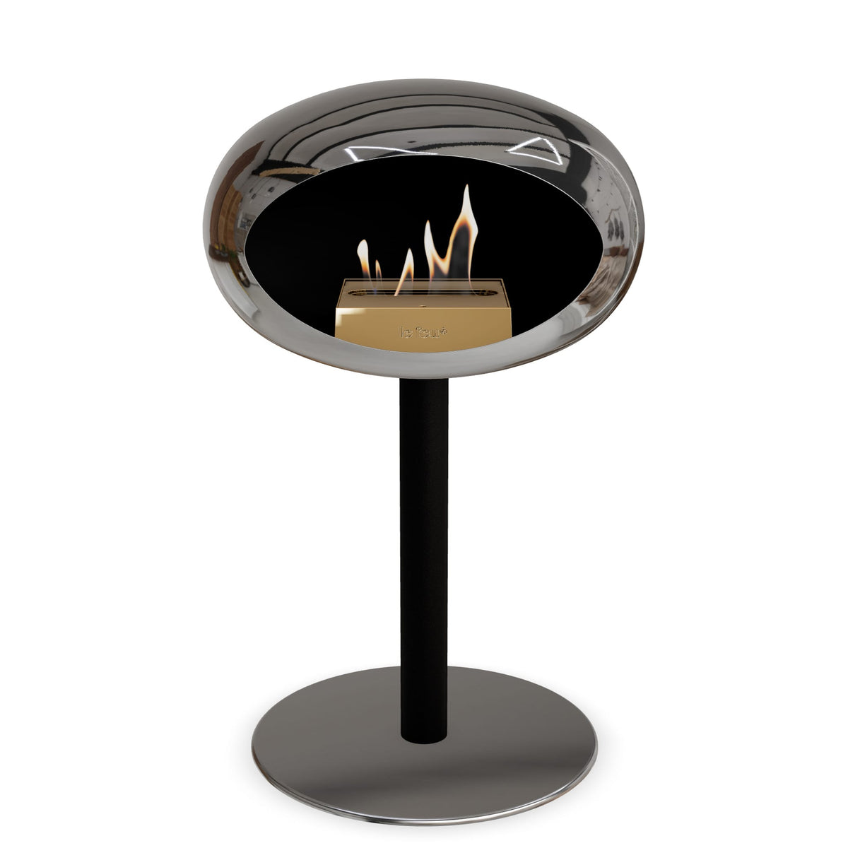 Steel Low Dome Portable Fireplace - Chromed Silver
