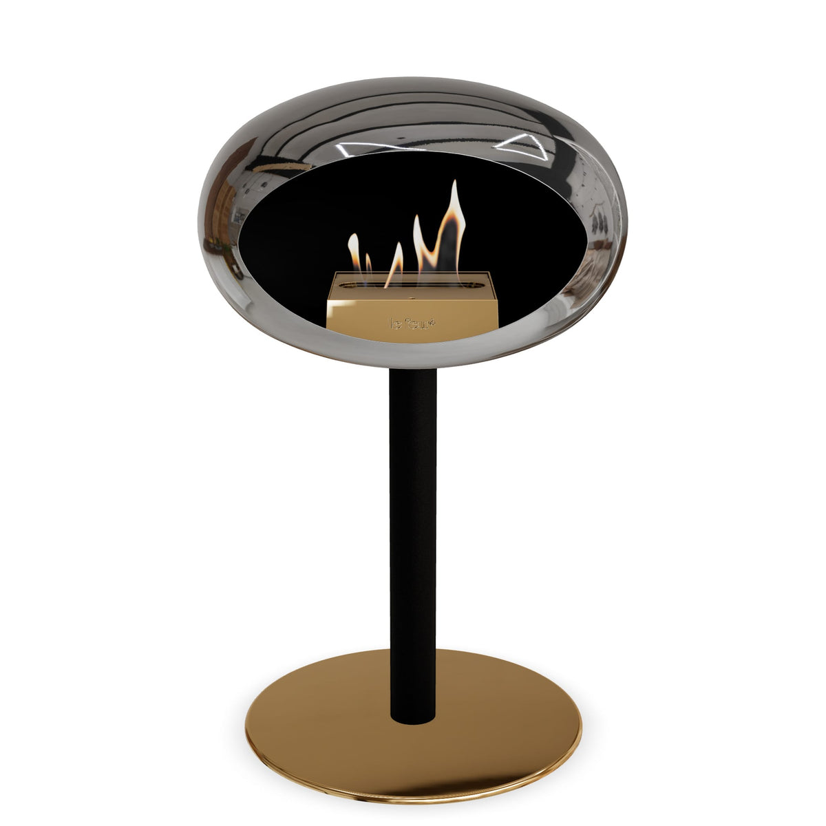 Steel Low Dome Portable Fireplace - Chromed Silver