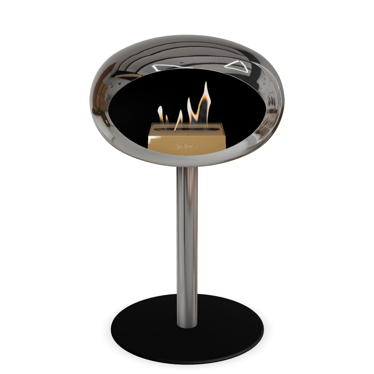 Steel Low Dome Portable Fireplace - Chromed Silver
