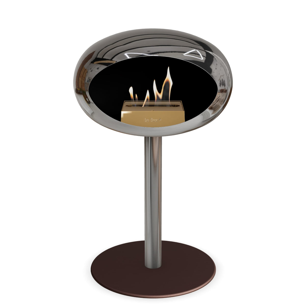 Steel Low Dome Portable Fireplace - Chromed Silver
