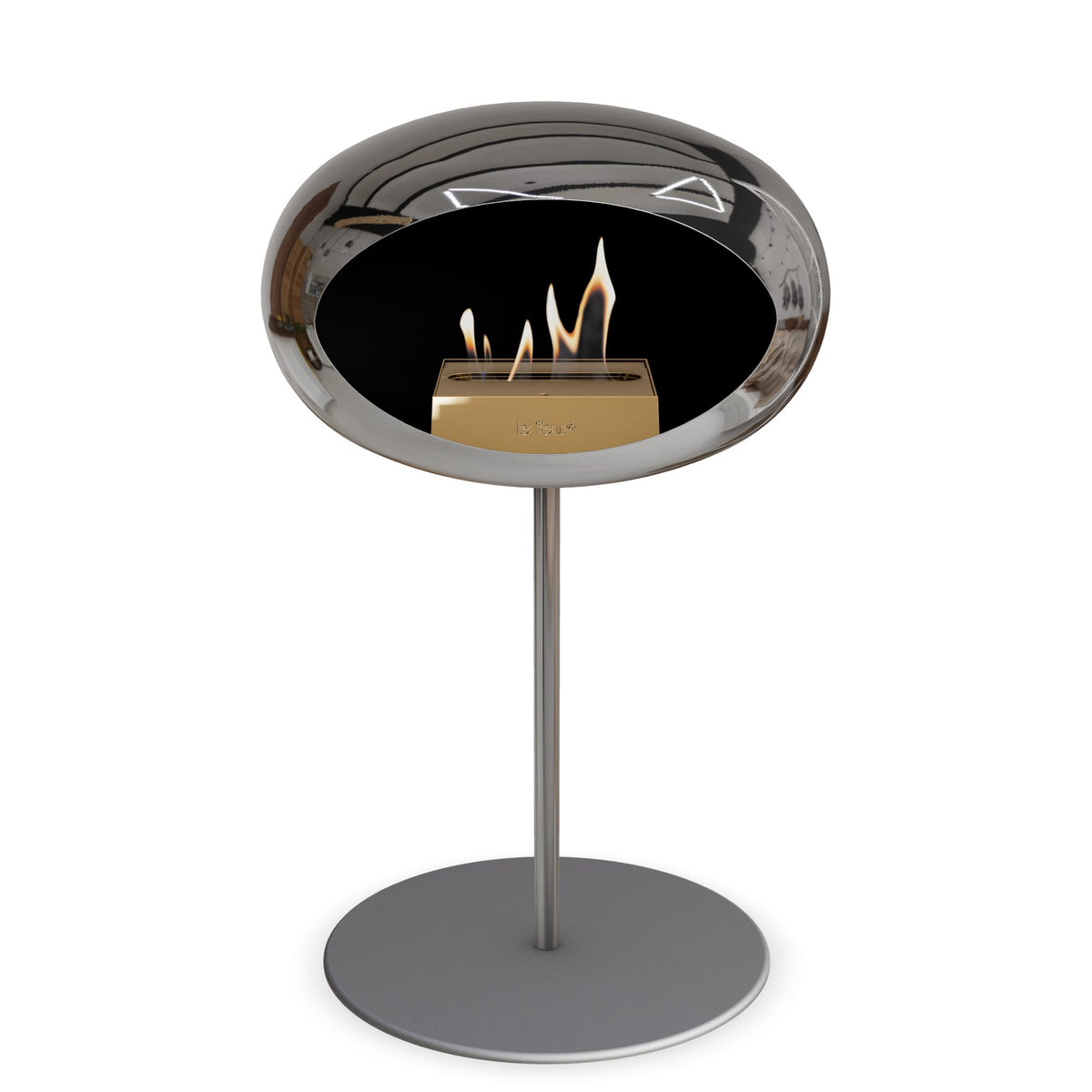 Steel Low Dome Portable Fireplace - Chromed Silver