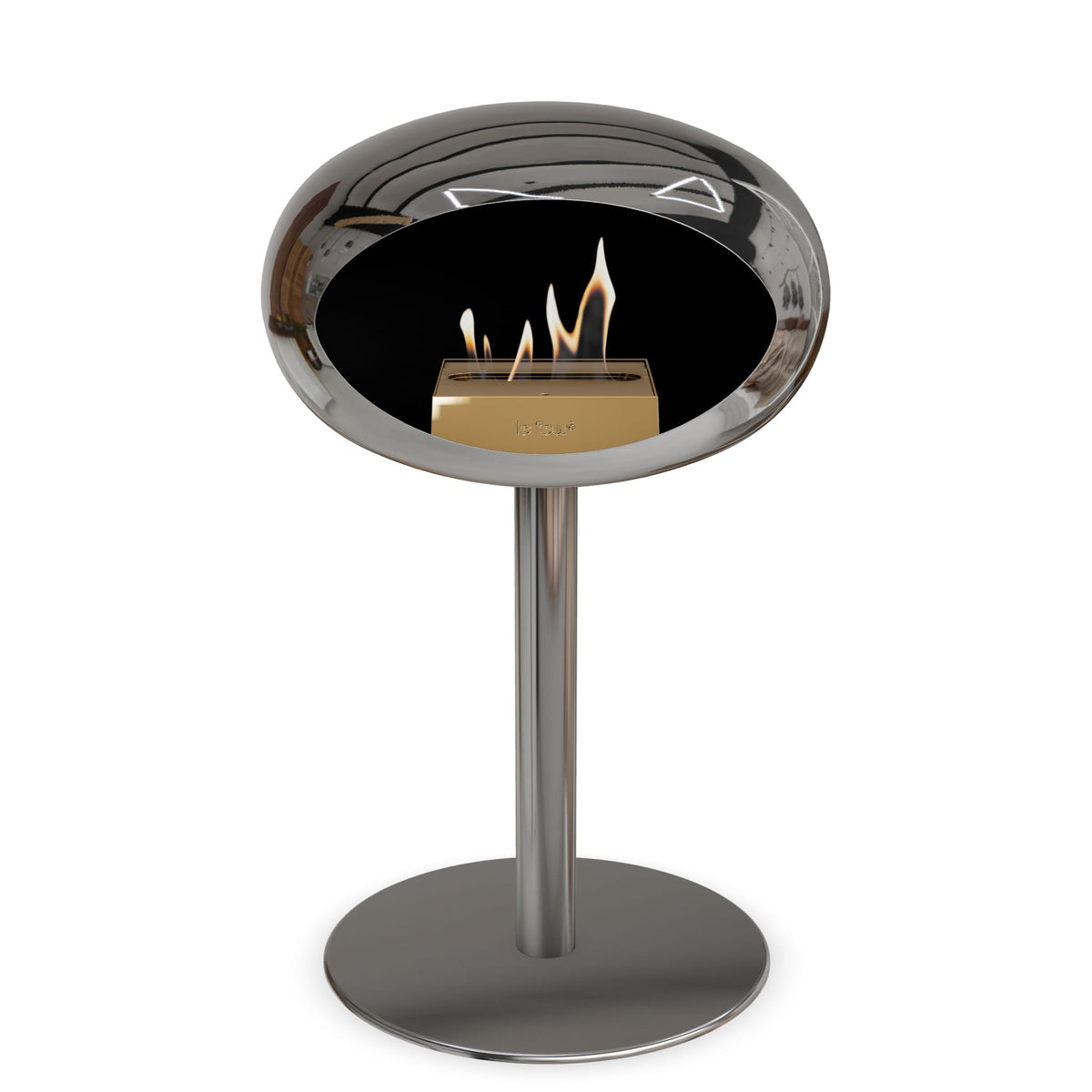 Steel Low Dome Portable Fireplace - Chromed Silver