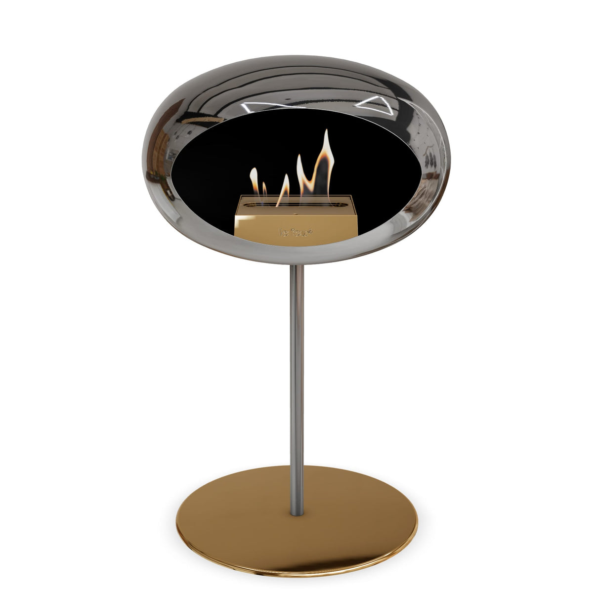 Steel Low Dome Portable Fireplace - Chromed Silver
