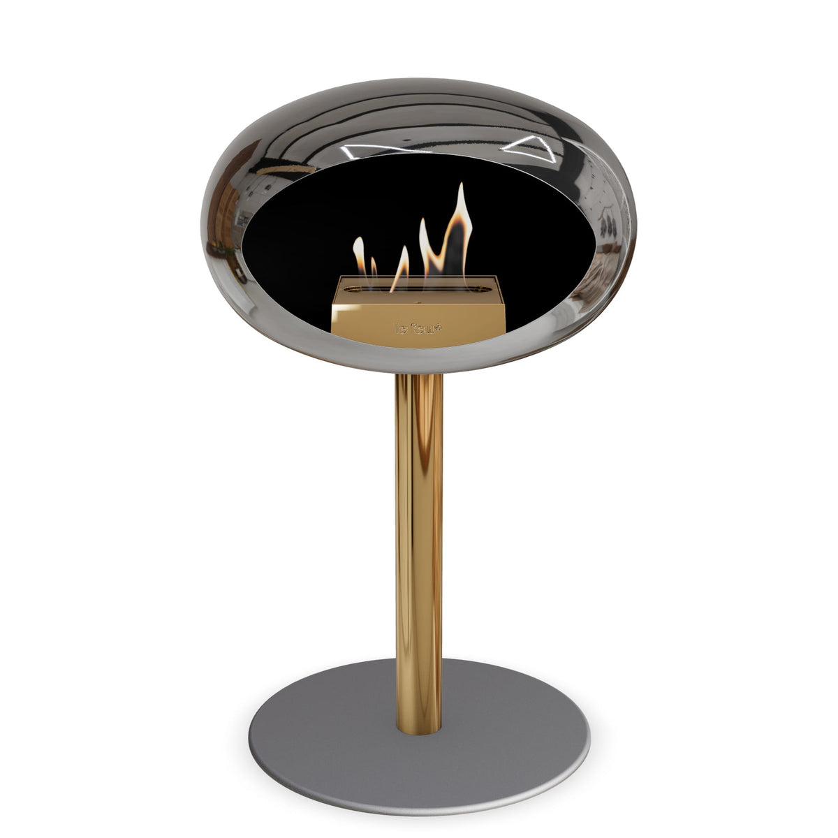 Steel Low Dome Portable Fireplace - Chromed Silver