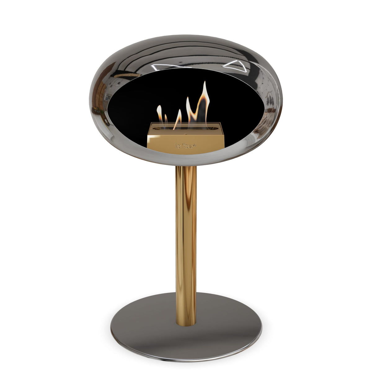 Steel Low Dome Portable Fireplace - Chromed Silver