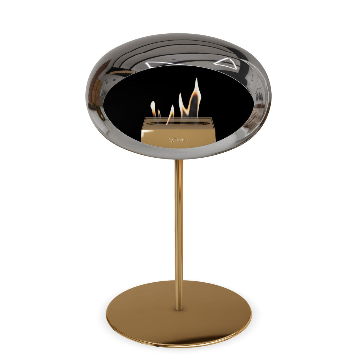 Steel Low Dome Portable Fireplace - Chromed Silver