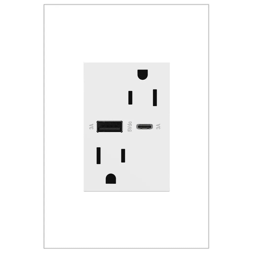 Legrand - adorne® 15A Tamper-Resistant Ultra-Fast USB Type A/C Outlet - ARTRUSB156ACW4 | Montreal Lighting & Hardware