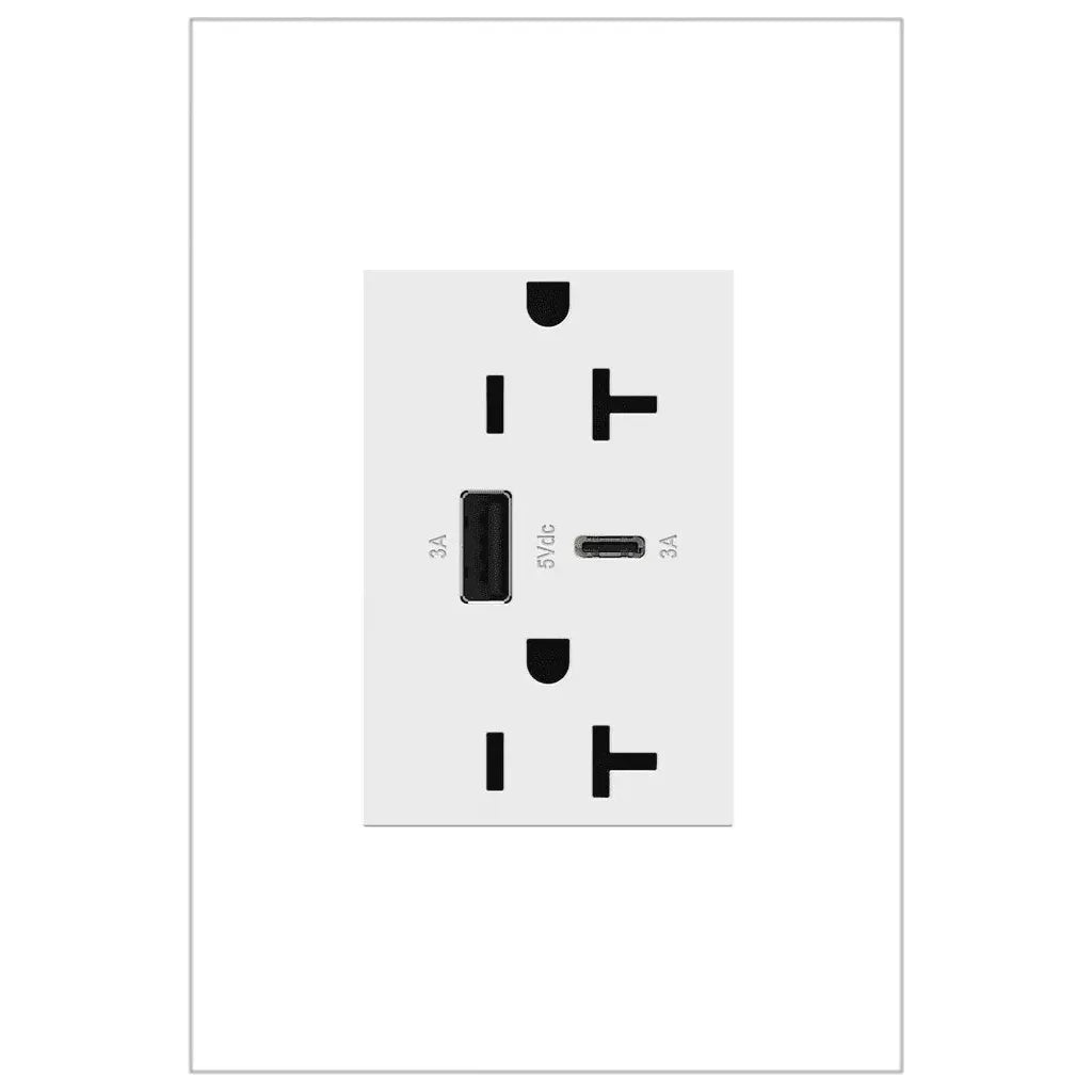 Legrand - adorne® 20A Tamper-Resistant Ultra-Fast USB Type A/C Outlet - ARTRUSB206ACW4 | Montreal Lighting & Hardware