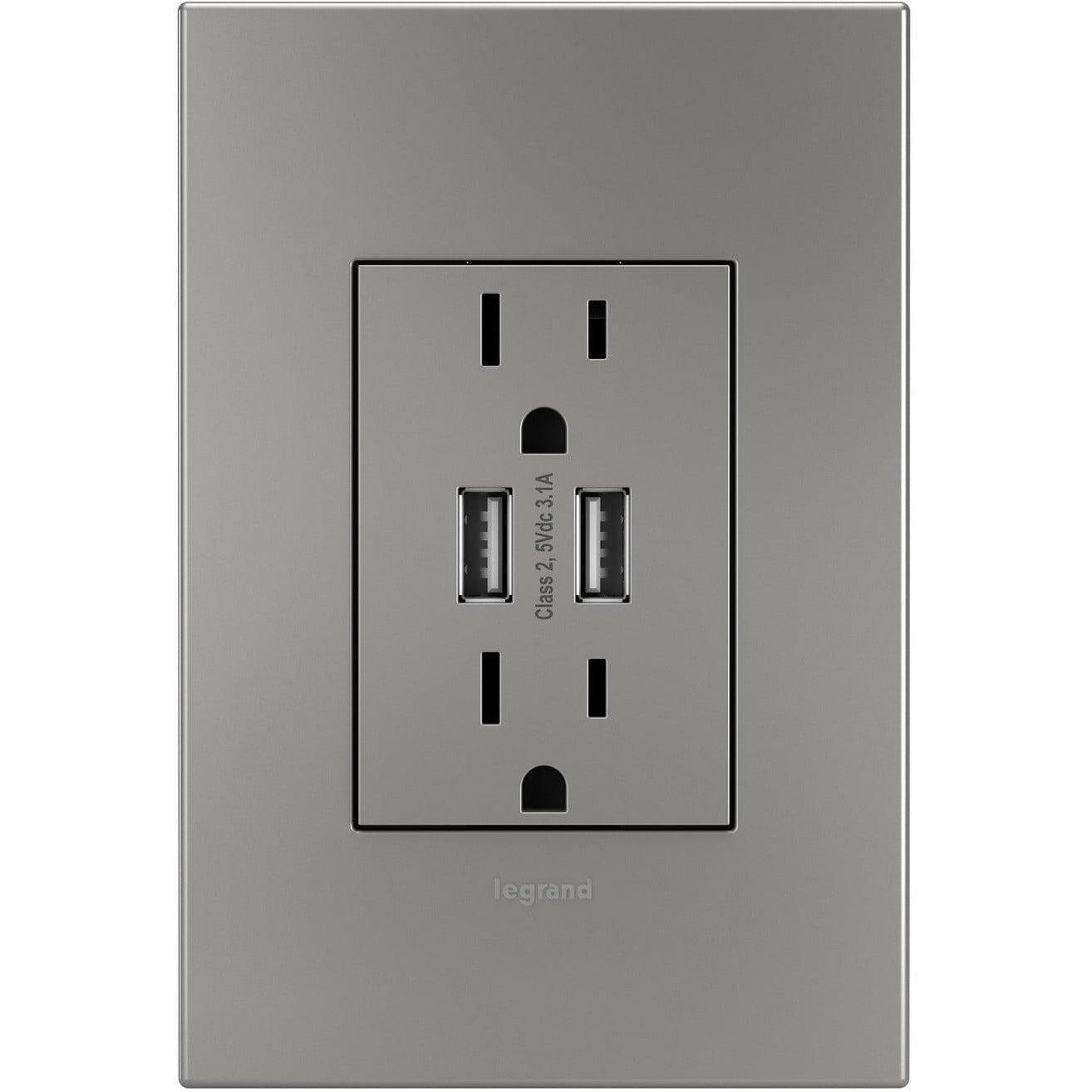 Legrand - adorne® Dual-USB Outlet with Wall Plate - ARTRUSB153M4WP | Montreal Lighting & Hardware